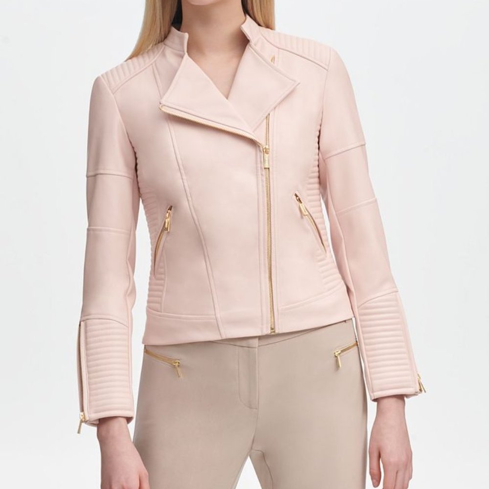 Calvin Klein Pink Leather Jacket, Size S CH P